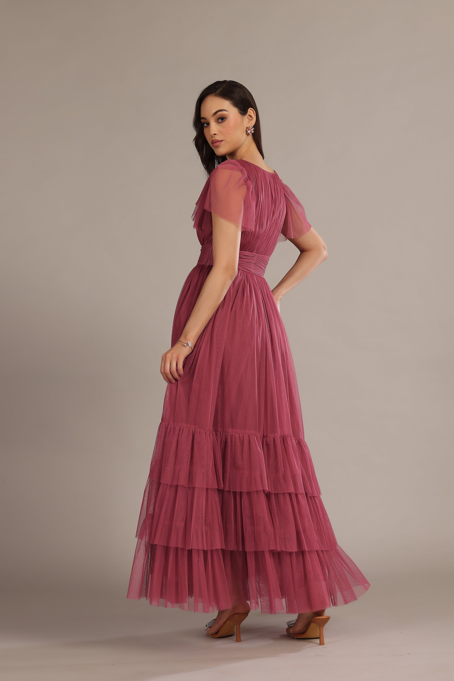 Madison Tulle Maxi Dress in Orchid