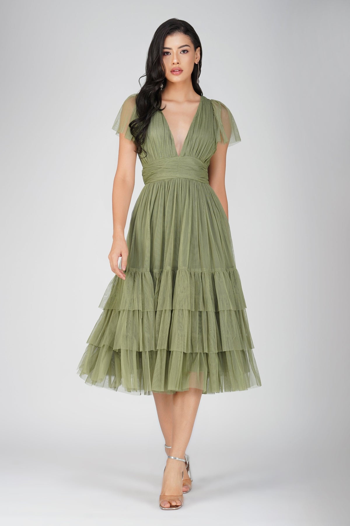SOFT OLIVE GREEN BRIDESMAID DRESS