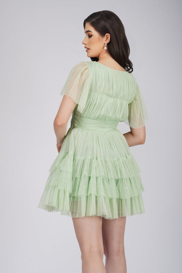 Madison Sage Green Tulle Mini Dress