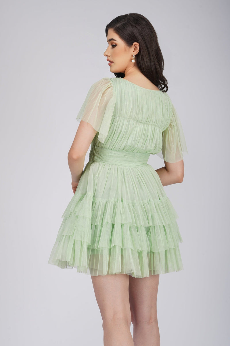 Madison Sage Green Tulle Mini Dress