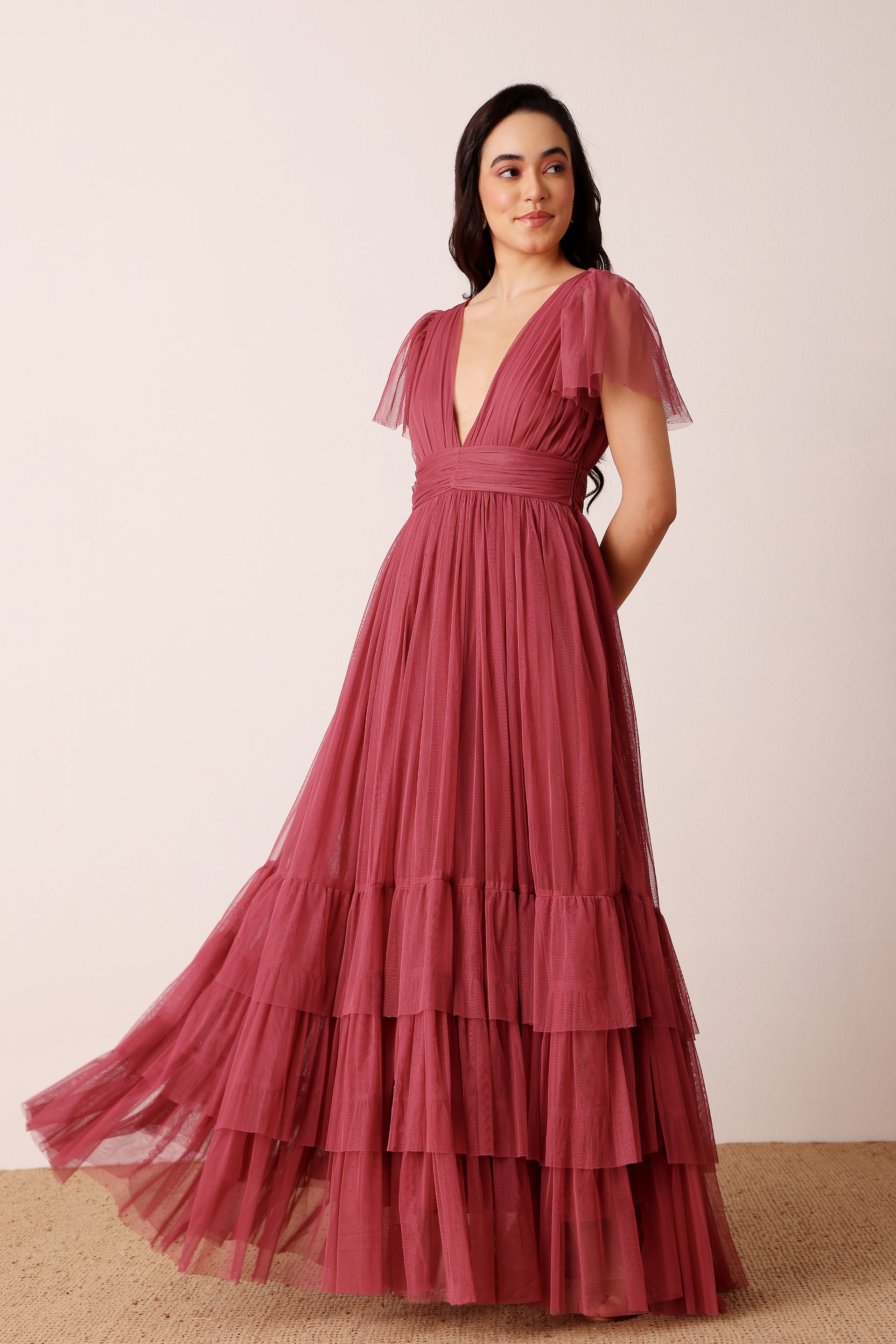 Madison Tulle Maxi Dress in Orchid