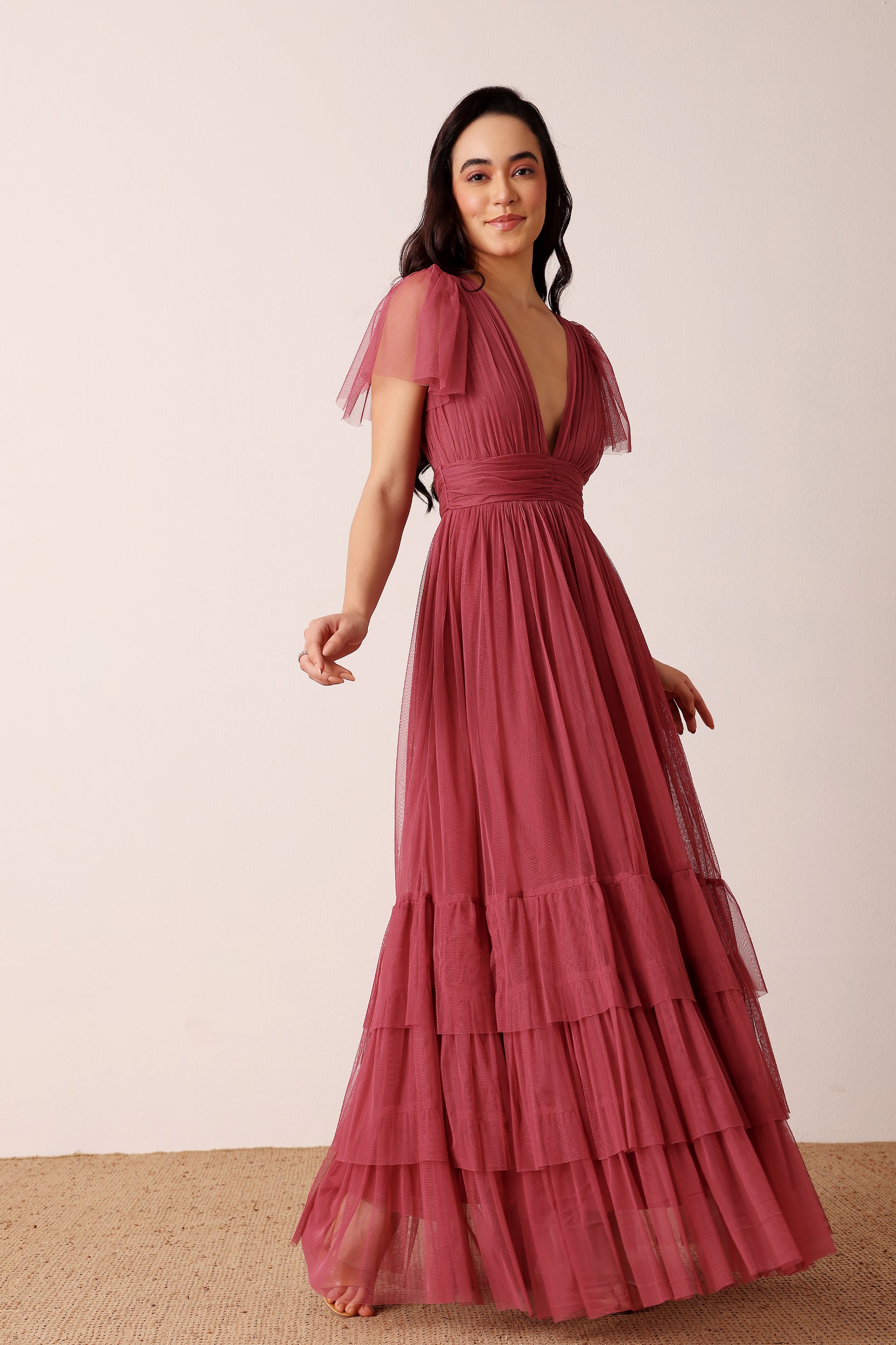 Madison Tulle Maxi Dress in Orchid