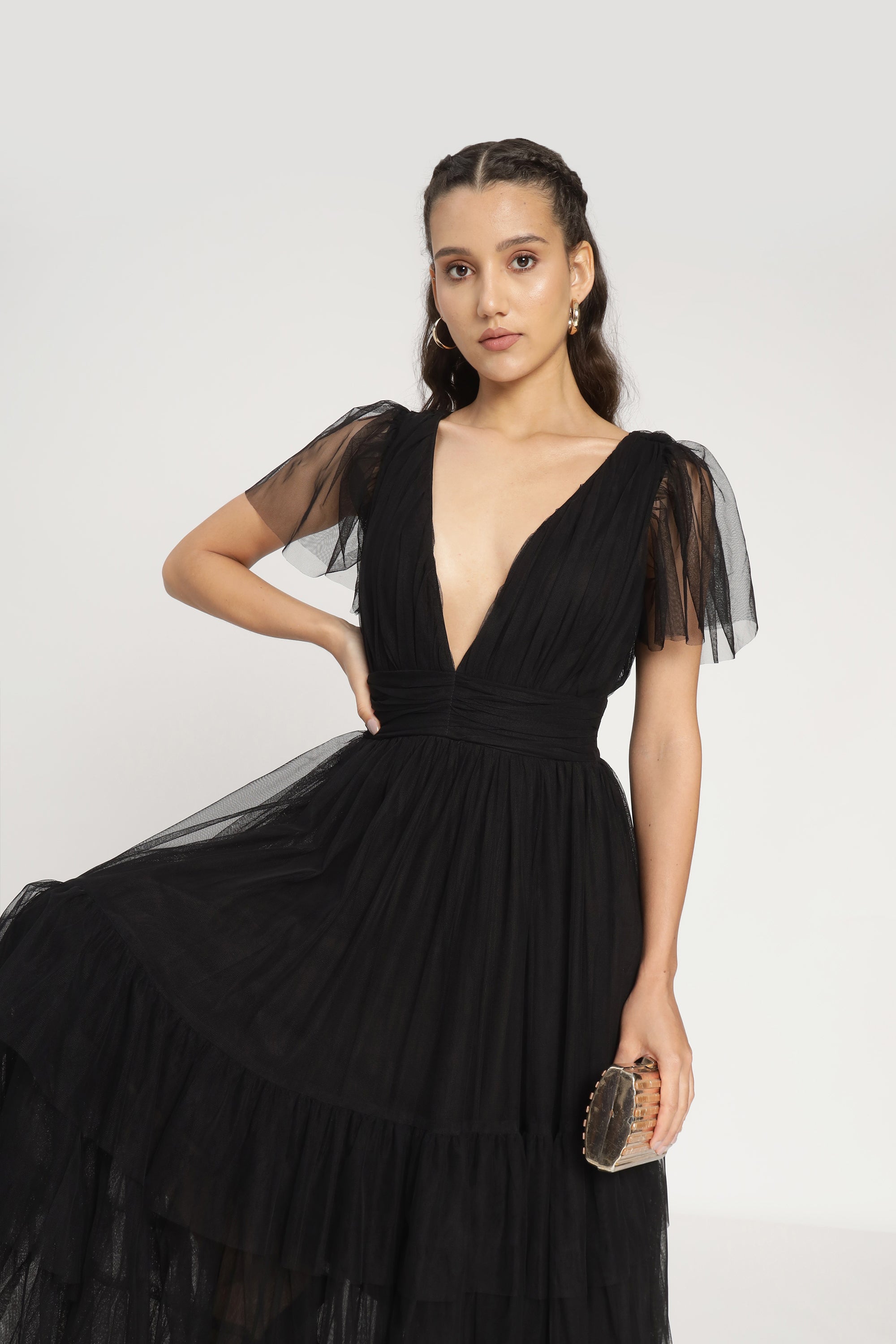 Madison Black Tulle Bridesmaid Midi Dress UK6 / Black Madison Black Tulle Bridesmaid Midi Dress UK6 / Black