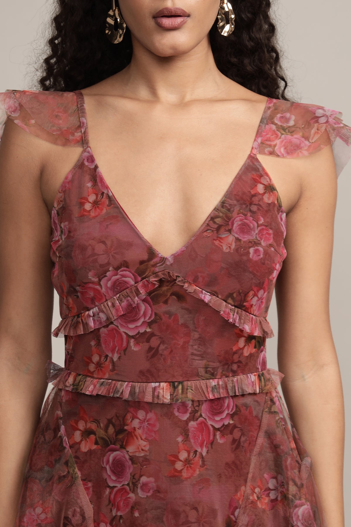 Malin Tulle Maxi Dress in Purple Floral