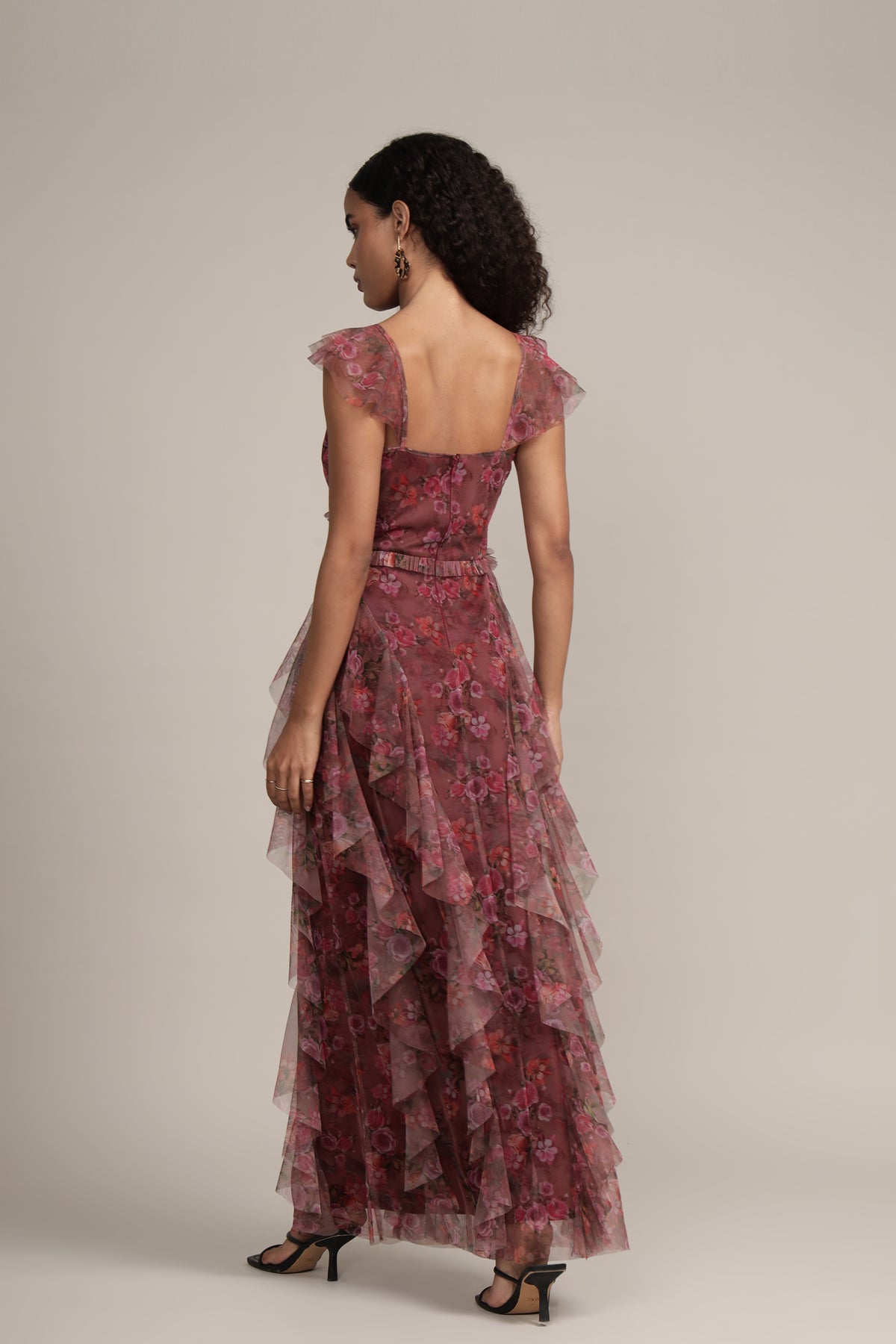 Malin Tulle Maxi Dress in Purple Floral