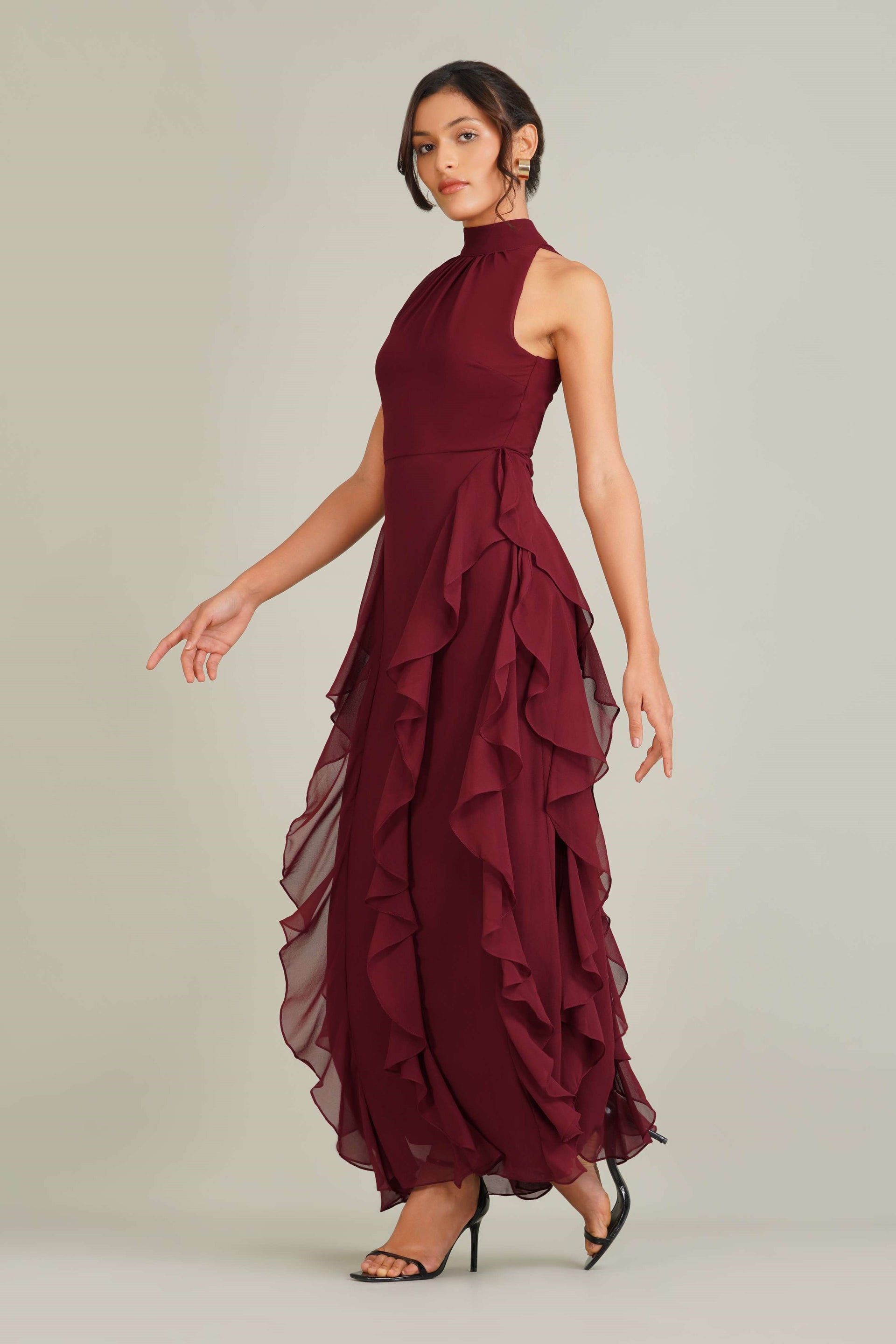 Malinina Maxi Dress in Burgundy