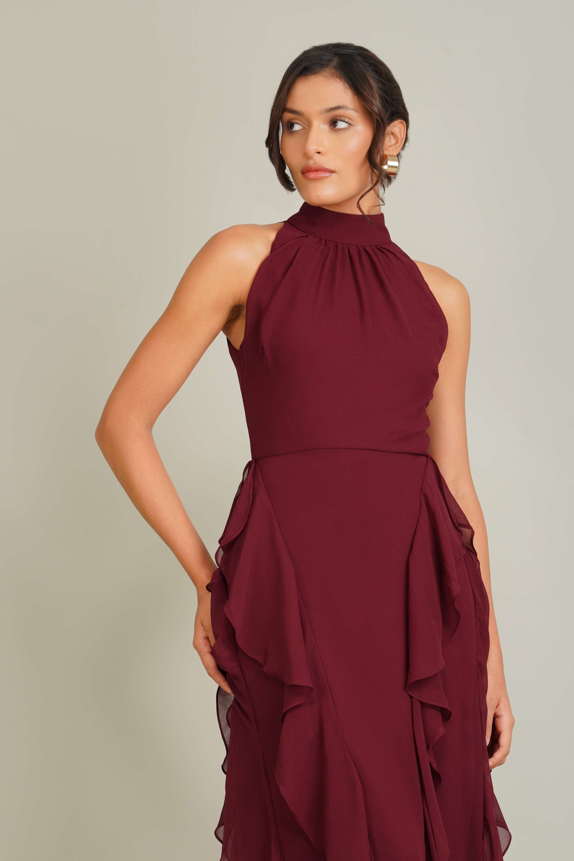 Malinina Maxi Dress in Burgundy