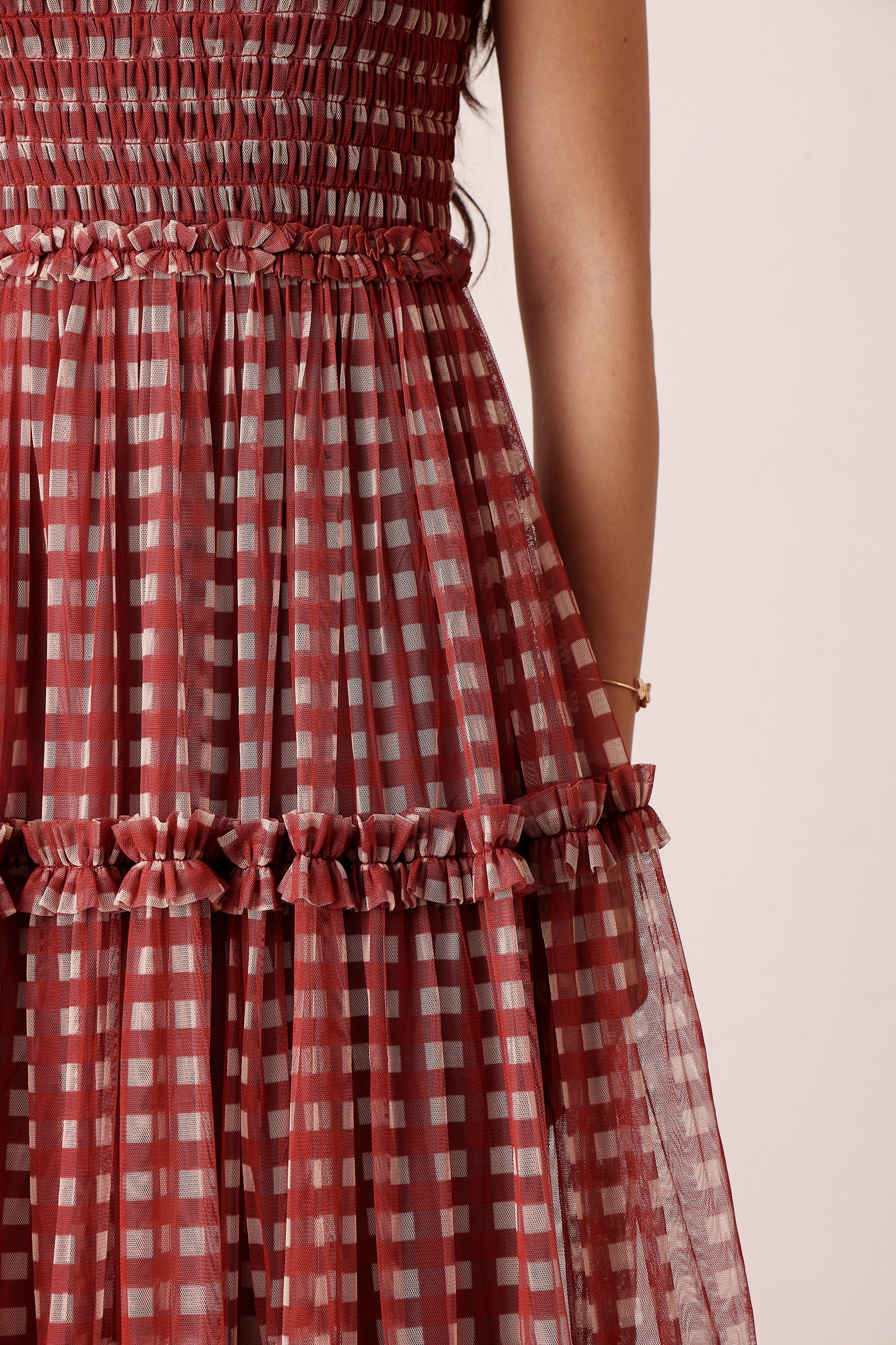 Mhairi Maxi Dress in Burgundy Plaid