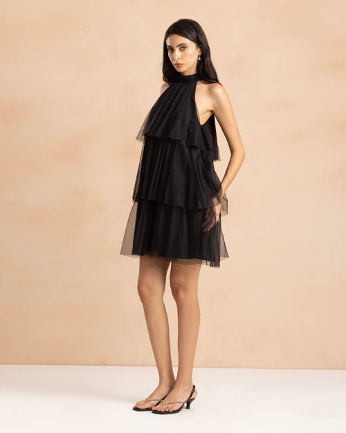Mia Tulle Mini Dress in Black