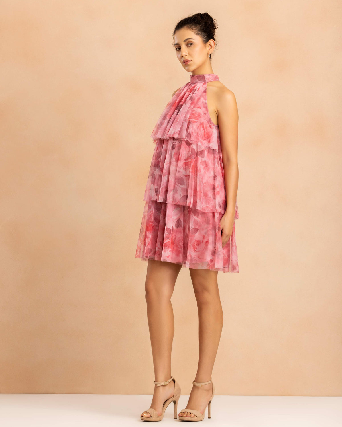 Mia Tulle Mini Dress in Pink Rosey Print