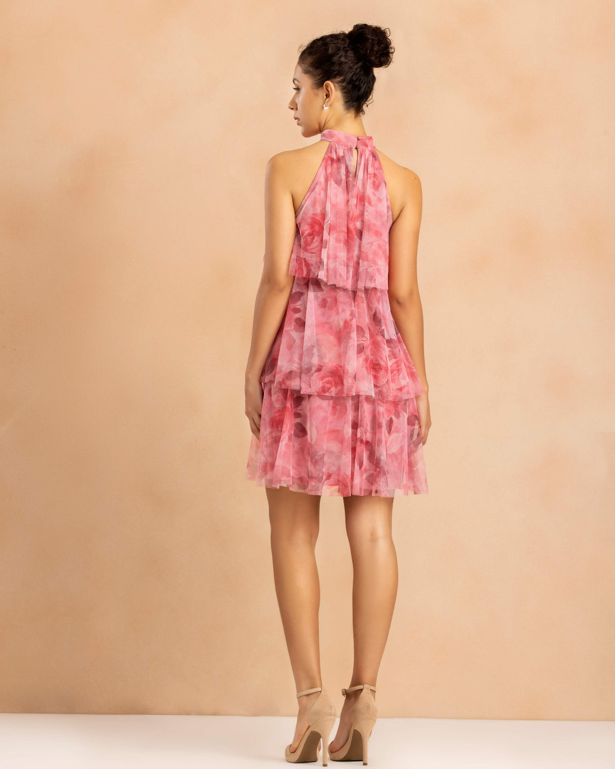 Mia Tulle Mini Dress in Pink Rosey Print