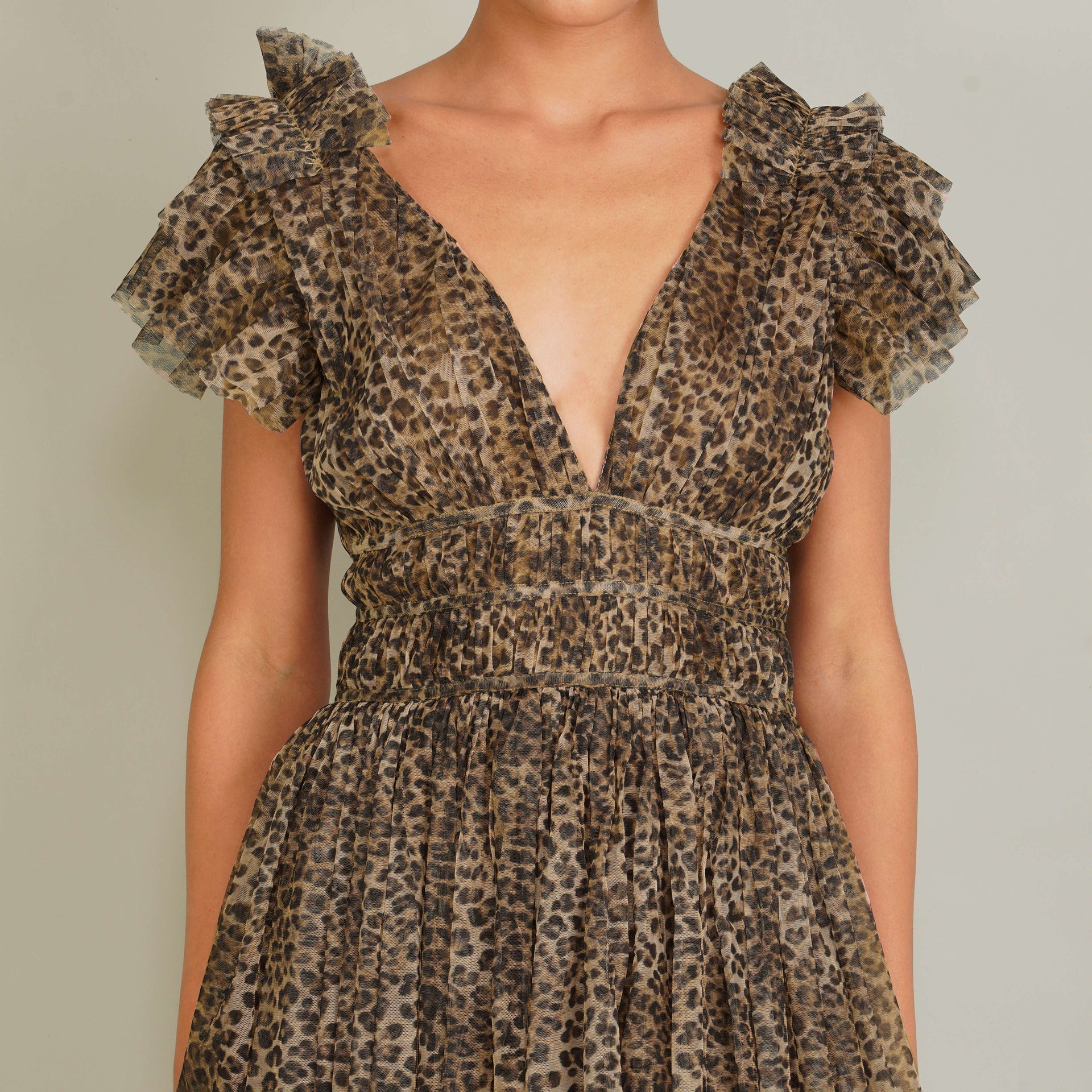 Naomi Tulle Maxi Dress in Animal Print