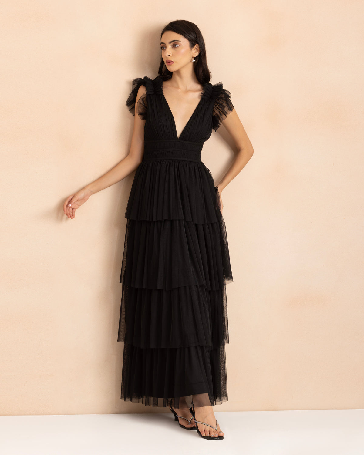 Naomi Tulle Maxi Dress in Black