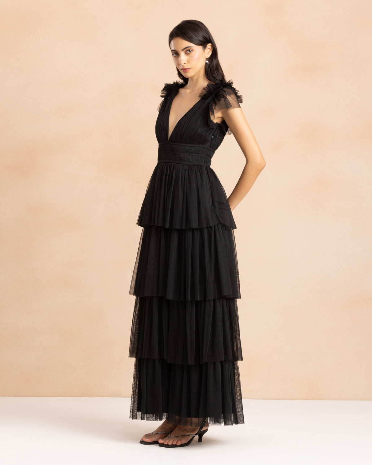 Naomi Tulle Maxi Dress in Black
