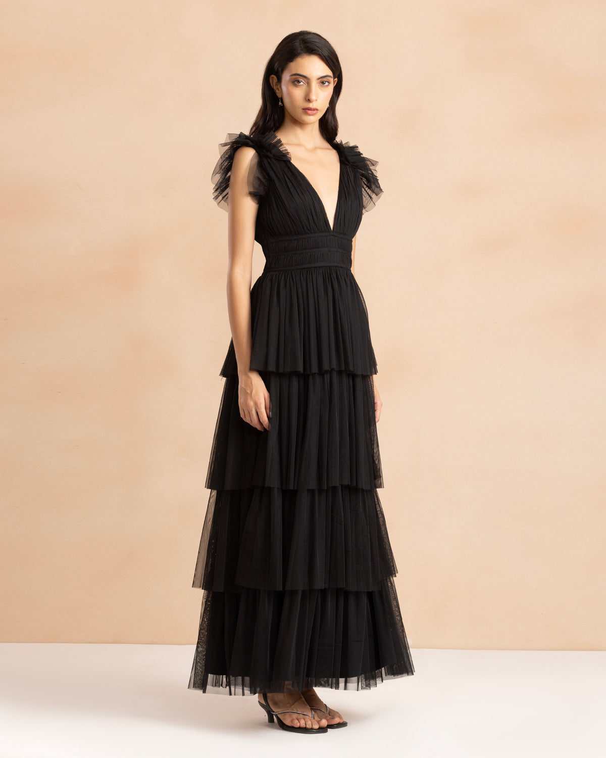 Naomi Tulle Maxi Dress in Black