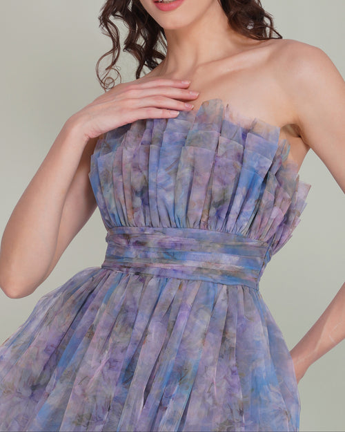Natalia Tulle Maxi Dress in Lavender Bloom