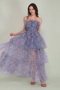 Natalia Tulle Maxi Dress in Lavender Bloom