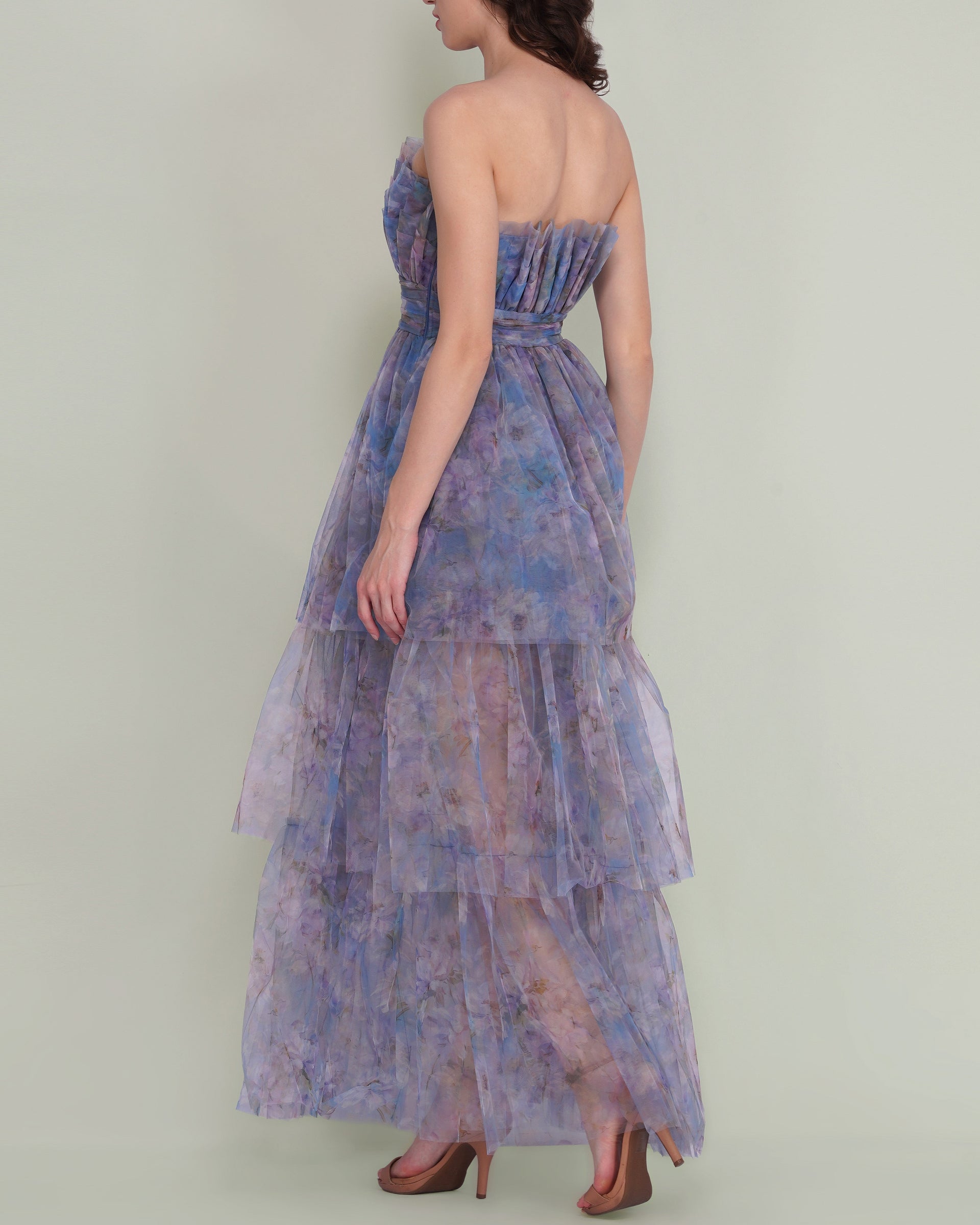 Natalia Tulle Maxi Dress in Lavender Bloom