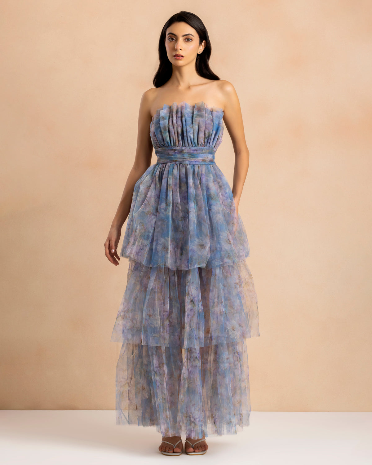 Natalia Tulle Maxi Dress in Lavender Bloom