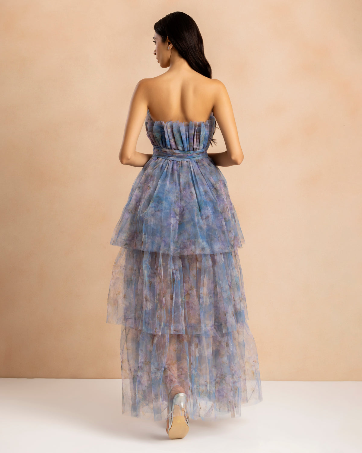 Natalia Tulle Maxi Dress in Lavender Bloom