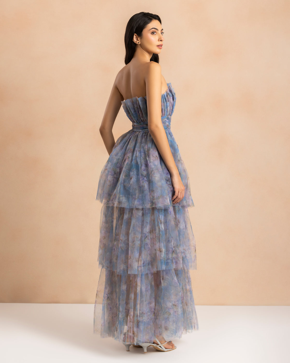 Natalia Tulle Maxi Dress in Lavender Bloom