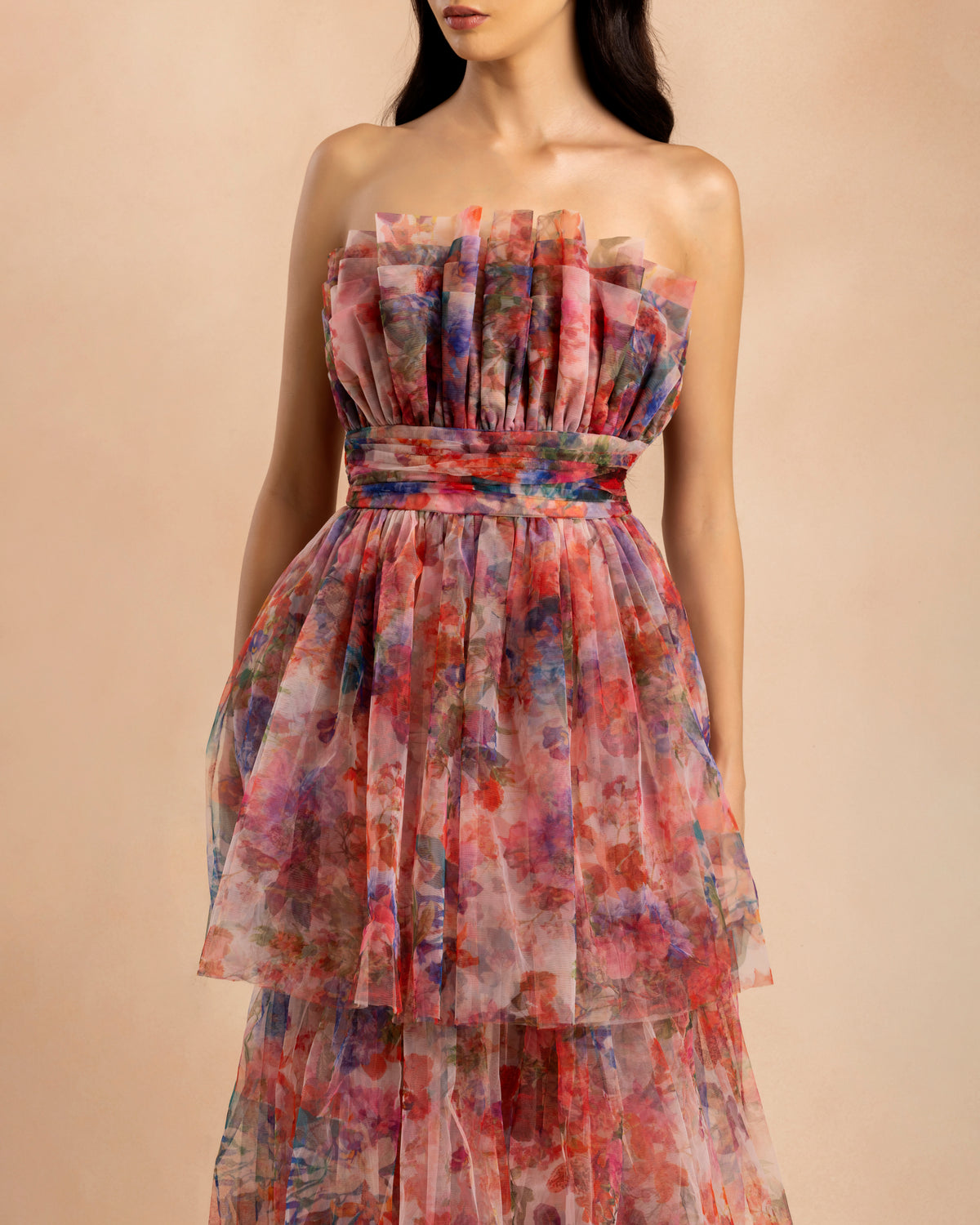 Natalia Tulle Maxi Dress in Mixed Floral