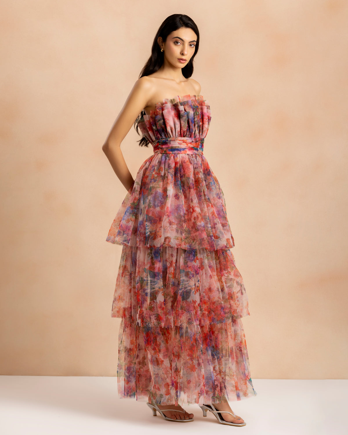 Natalia Tulle Maxi Dress in Mixed Floral