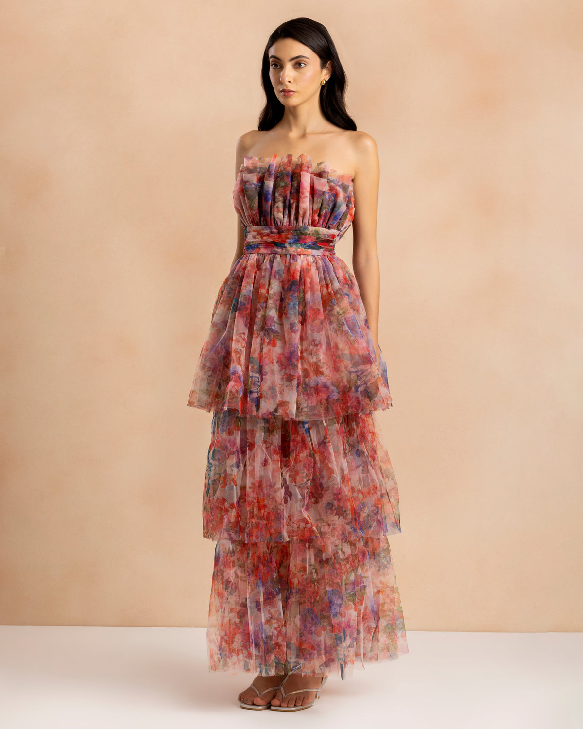 Natalia Tulle Maxi Dress in Mixed Floral