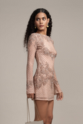 Nela Embellished Mini Dress in Mink