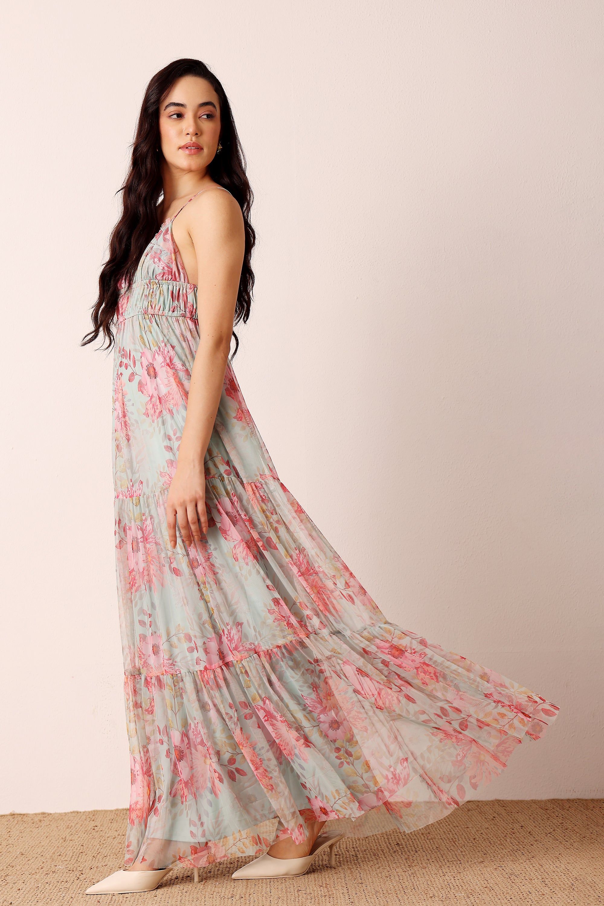 Nemy Maxi Dress in Mint Floral