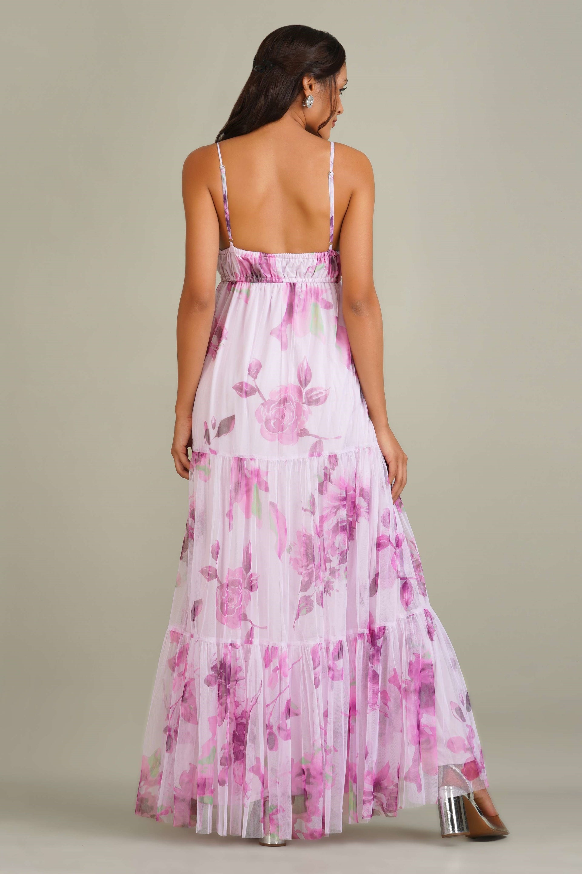 Nemy Maxi Dress in Purple Floral