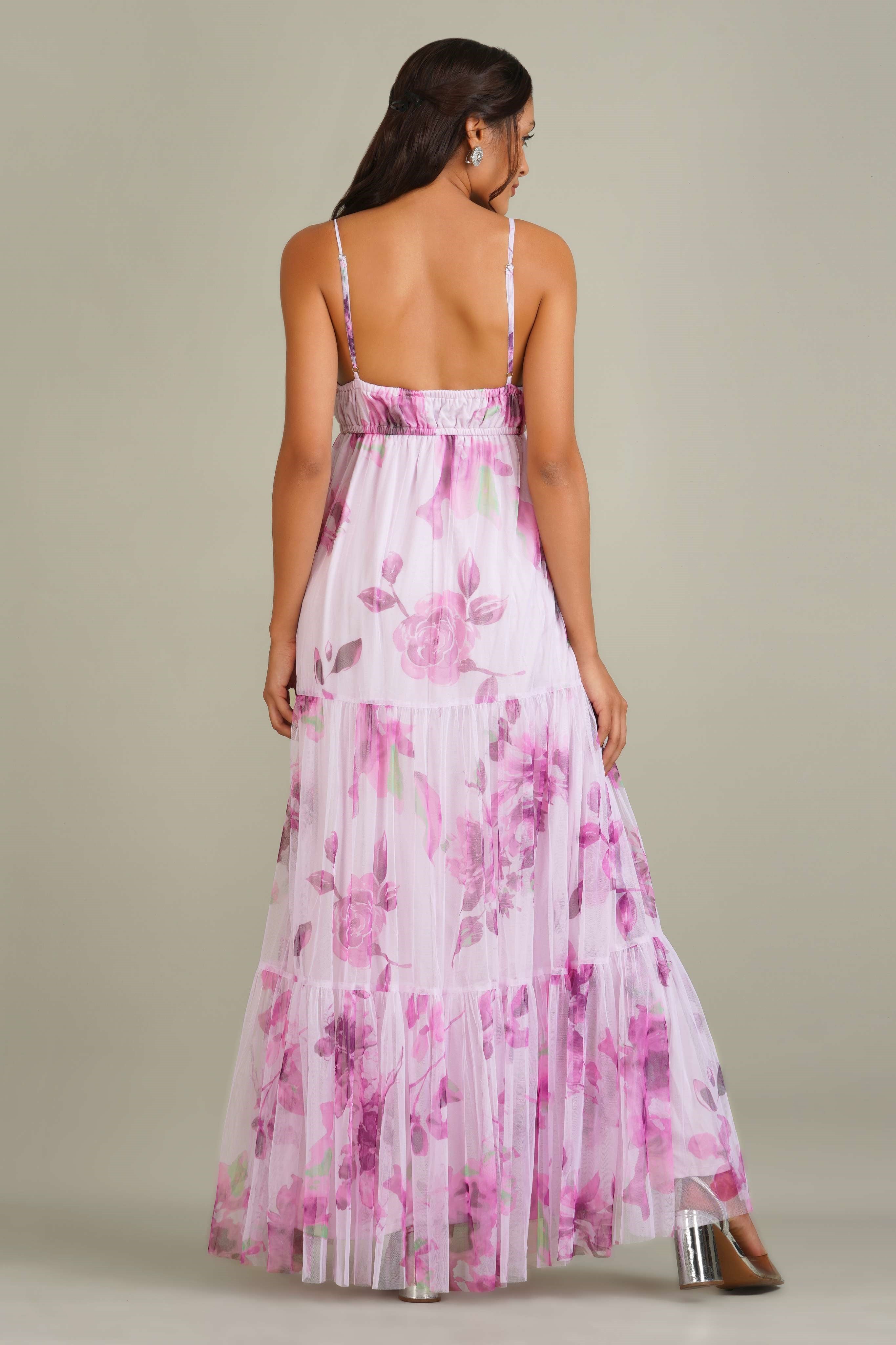 Nemy Maxi Dress in Purple Floral
