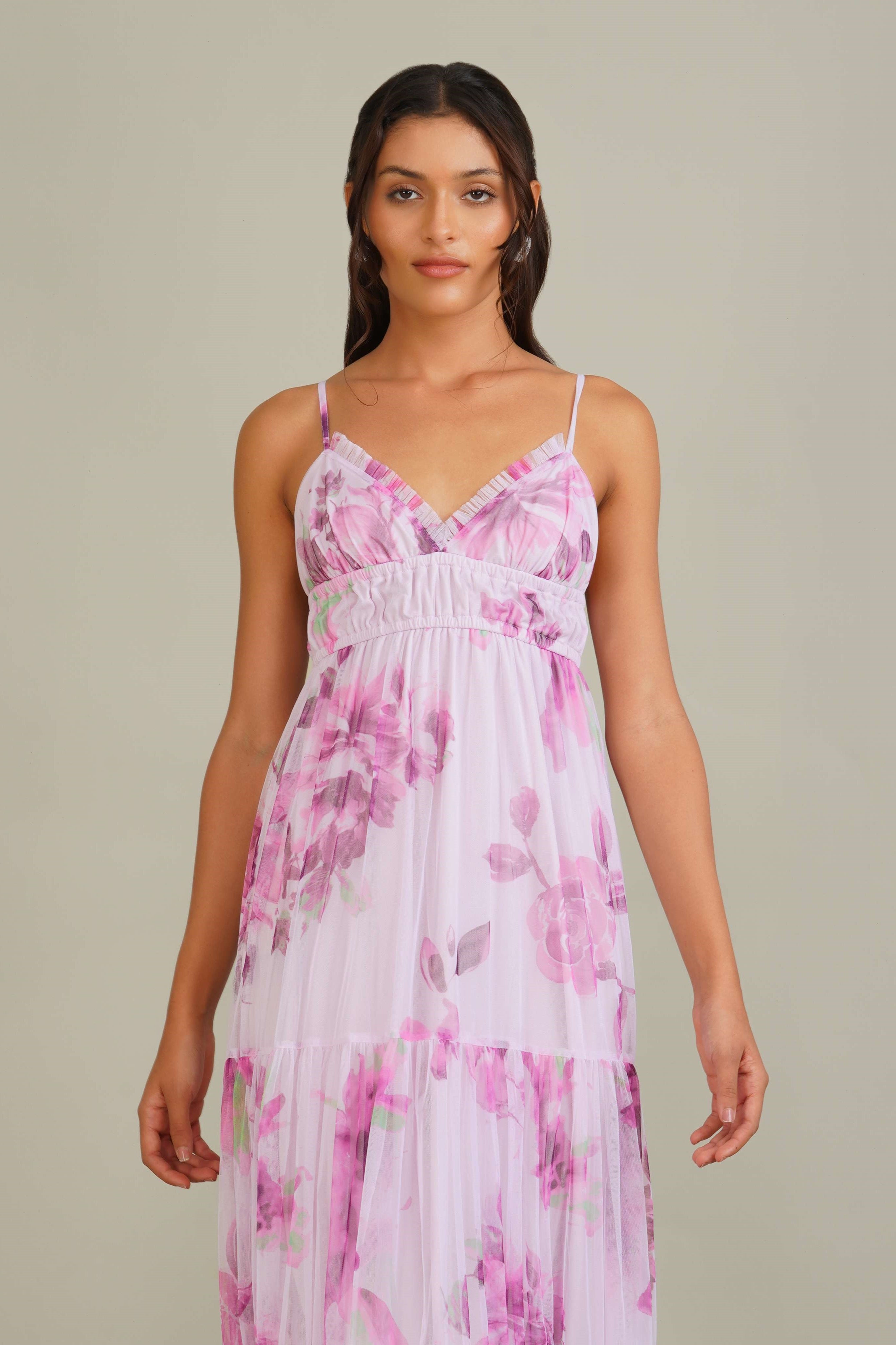 Nemy Maxi Dress in Purple Floral