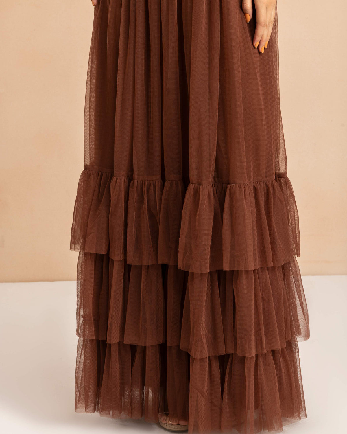 Nicolette One Shoulder Maxi Dress in Deep Brown