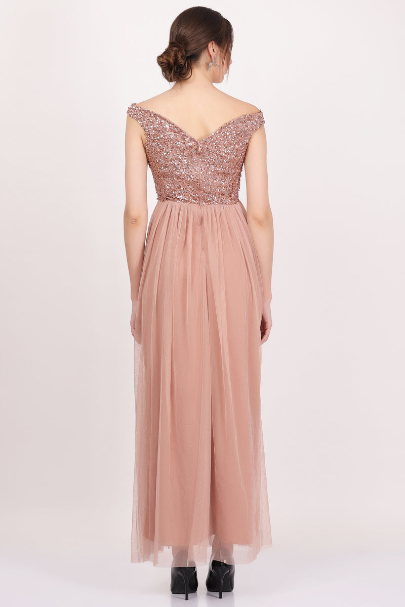 Mauve top taupe dress