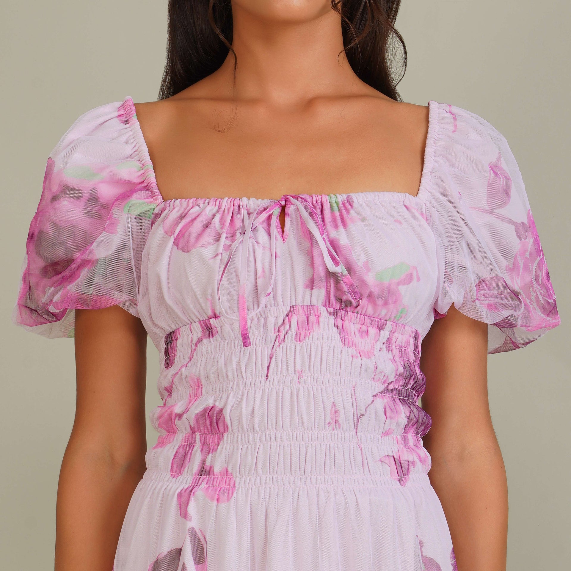 Noore Maxi Dress in Purple Floral