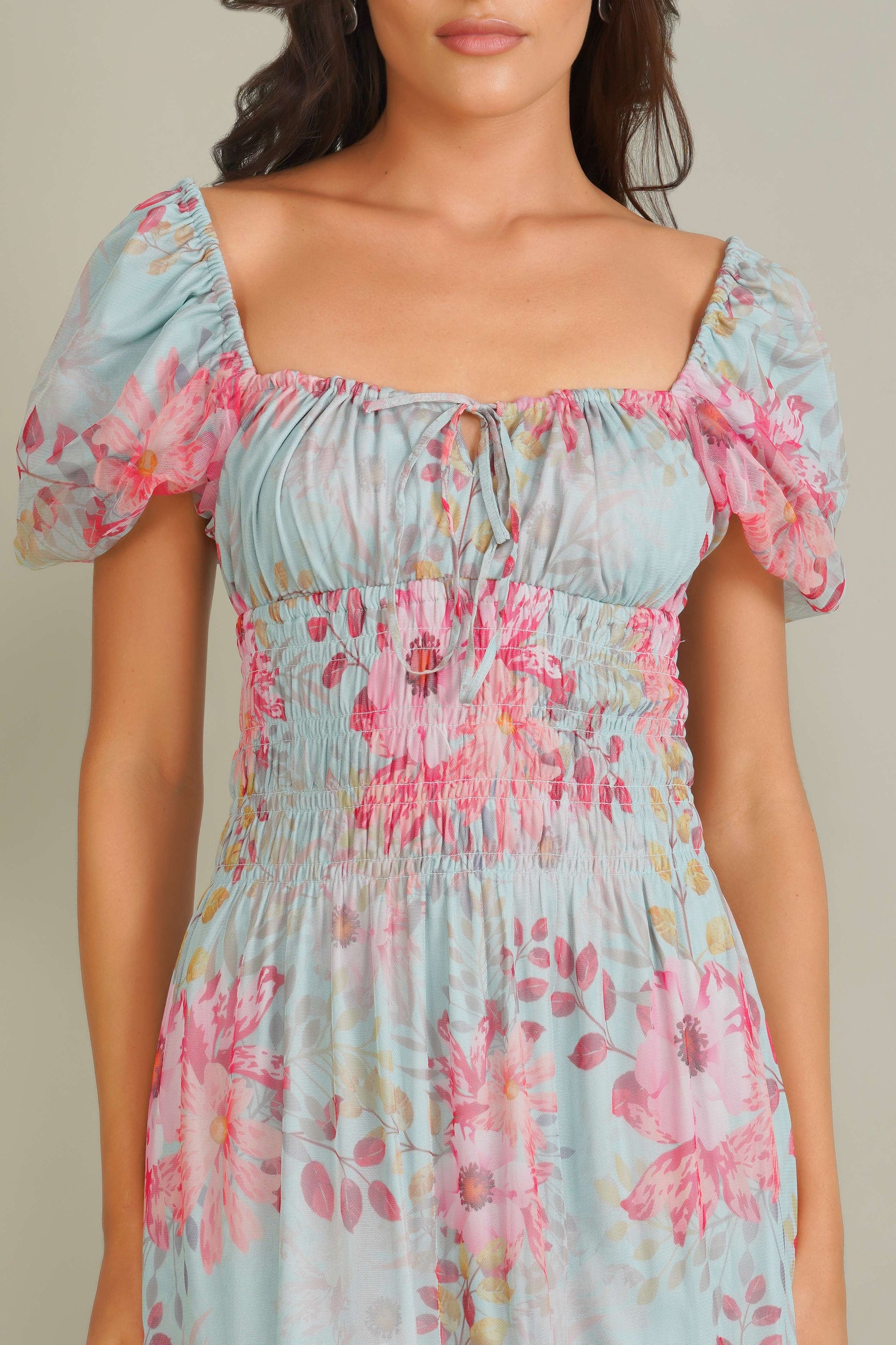 Noore Maxi Dress in Mint Floral