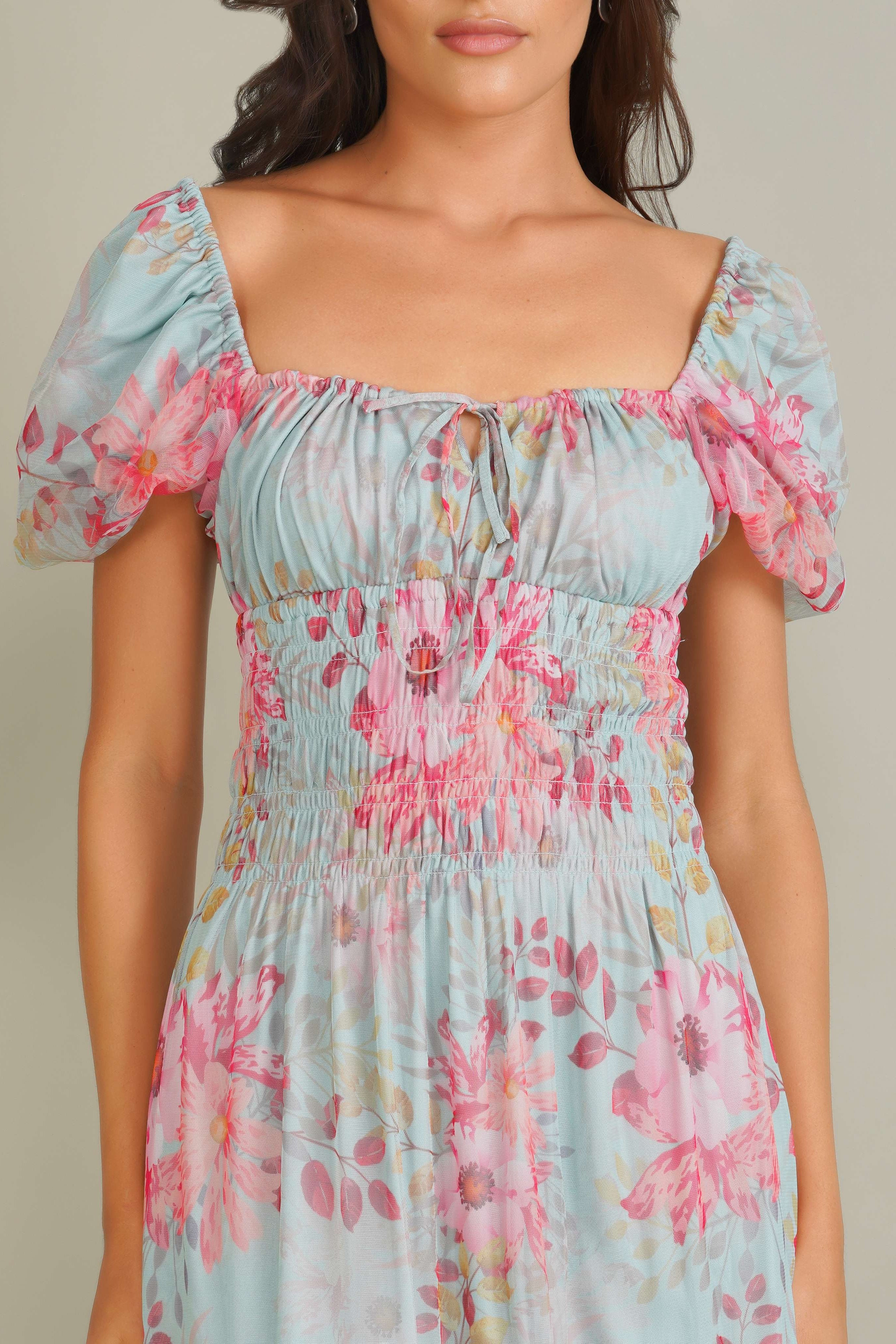 Noore Maxi Dress in Mint Floral