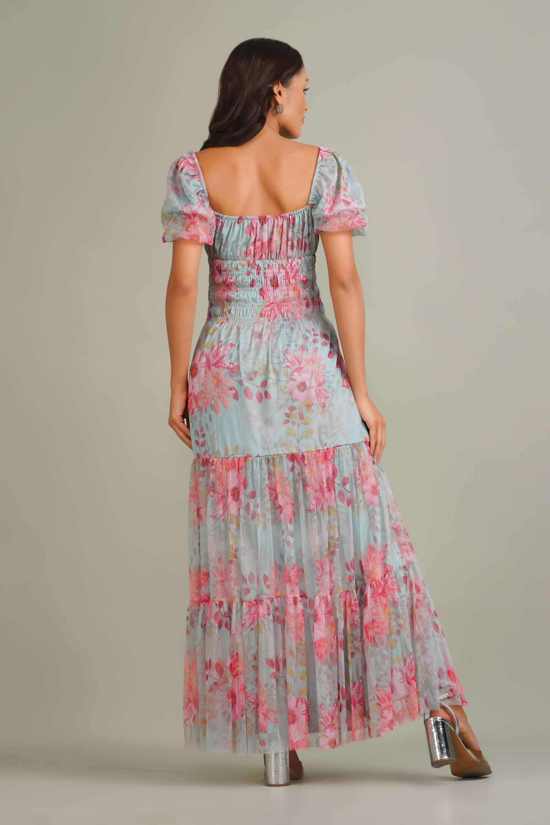 Noore Maxi Dress in Mint Floral