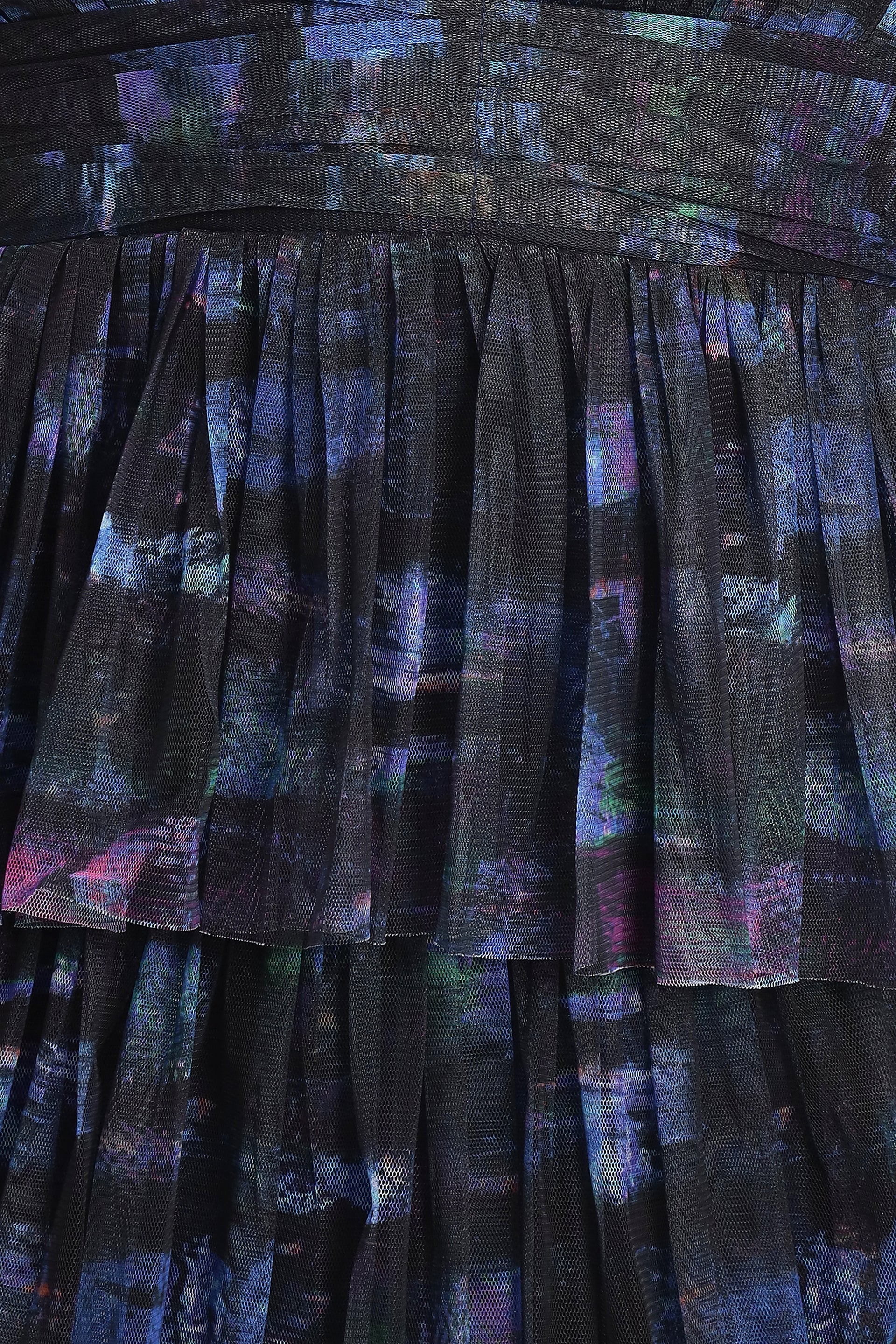 Oakley Tulle Maxi Dress in Blue Print