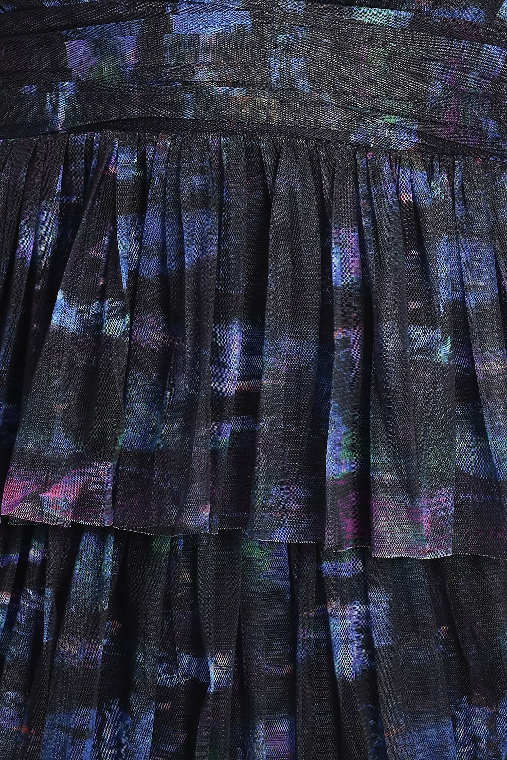 Oakley Tulle Maxi Dress in Blue Print