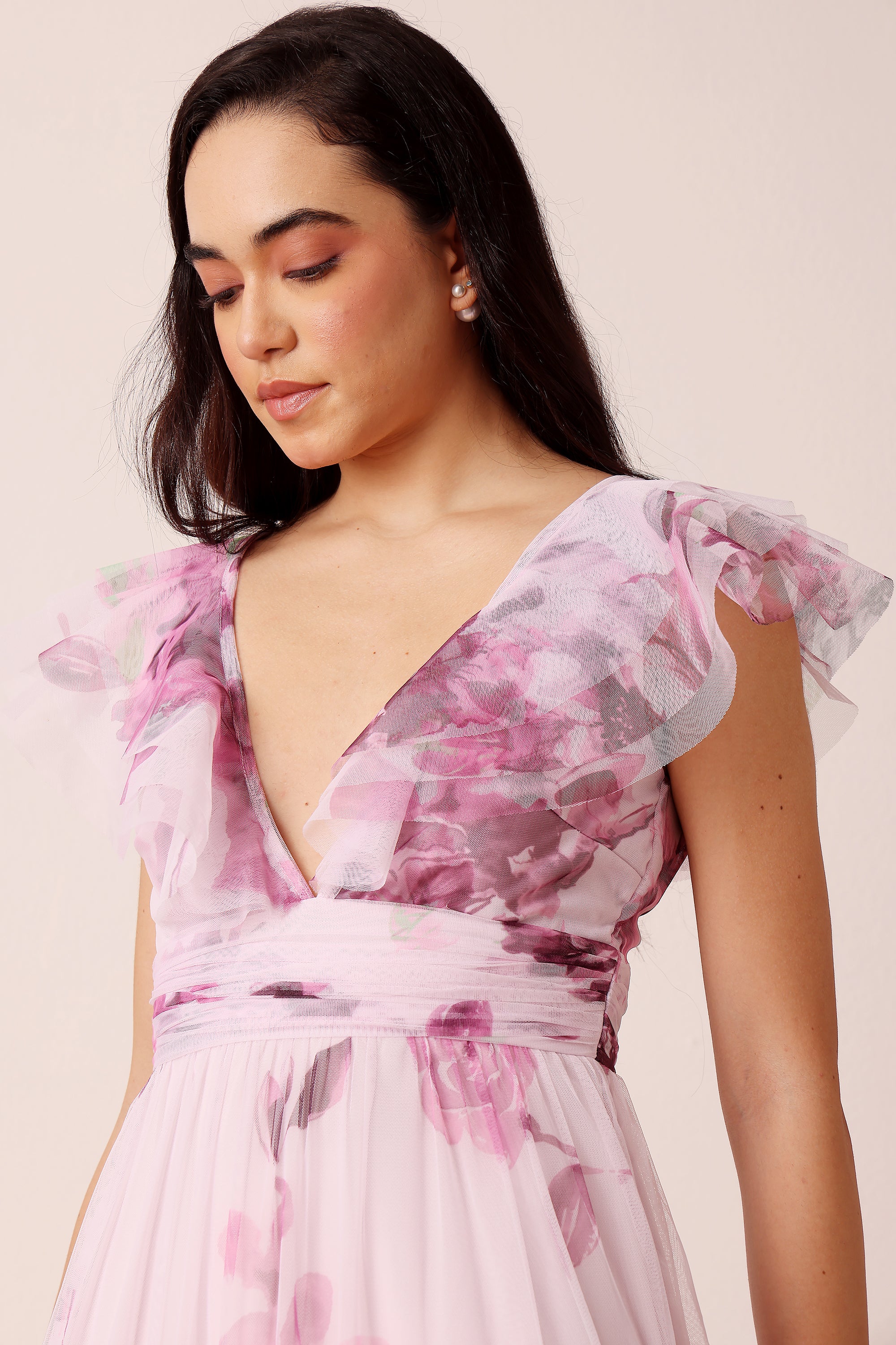 Olympia Maxi Dress in Purple Floral