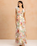 Olympia Maxi Dress in Cream Pink Floral