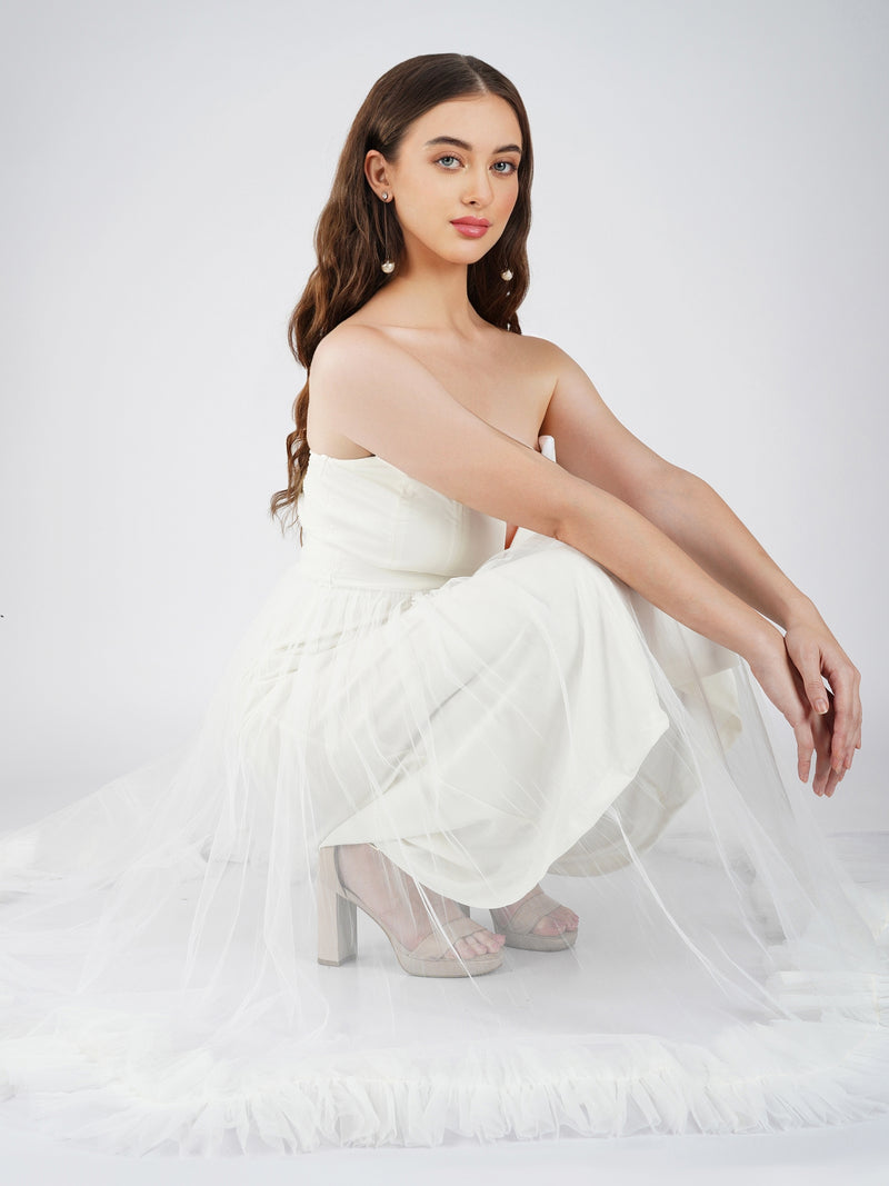 Orion Bridal Tulle Midi Dress in Ivory