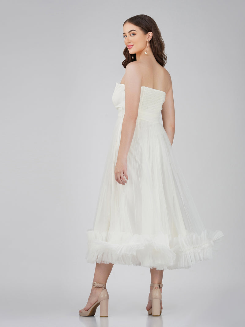 Orion Bridal Tulle Midi Dress in Ivory