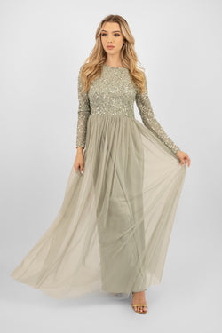 Long sleeve sage clearance green dress