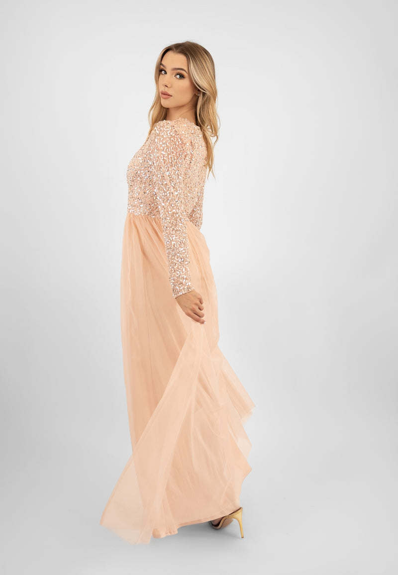 Belle Blush Pink Long Sleeve Bridesmaid Dress