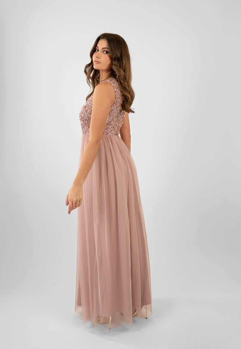 Picasso Pale Mauve Embellished Bridesmaid Dress