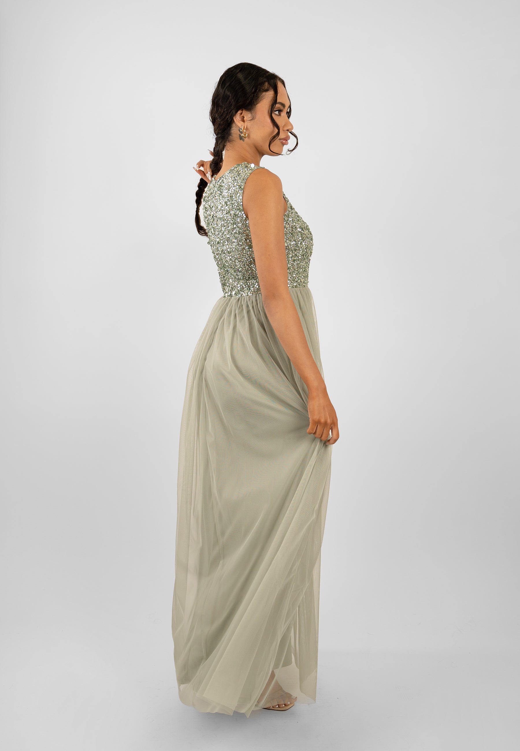 Picasso Sage Green Embellished Bridesmaid Dress Lace & Beads Picasso Sage Green Embellished Bridesmaid Dress Lace & Beads