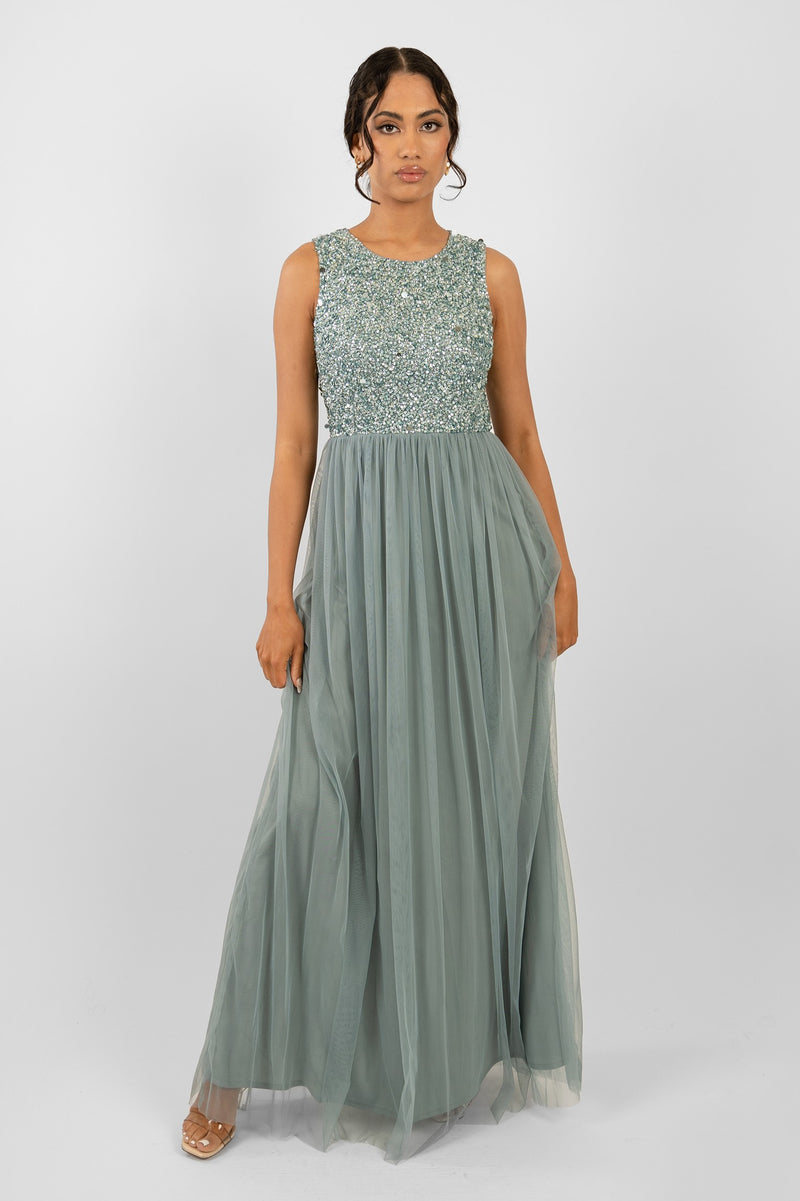 Lace and beads picasso maxi dress 2025